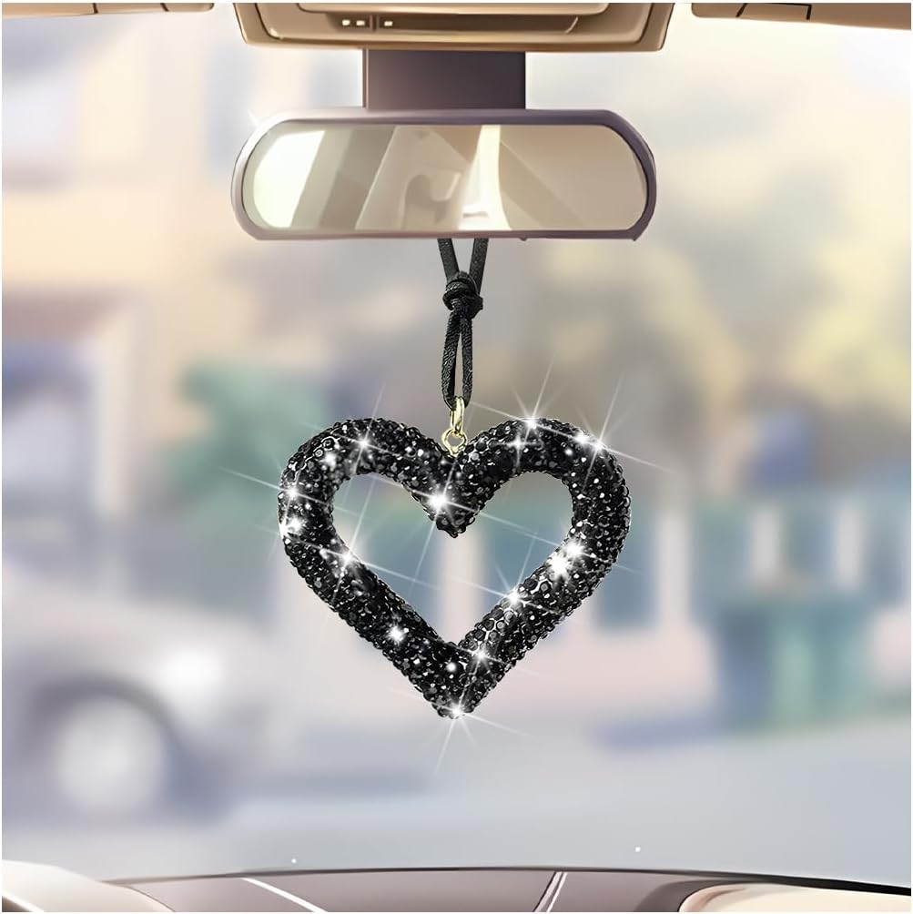 Car Accessories Mirror Hanging - Bling Heart Car Hanging Accessories, Crystal