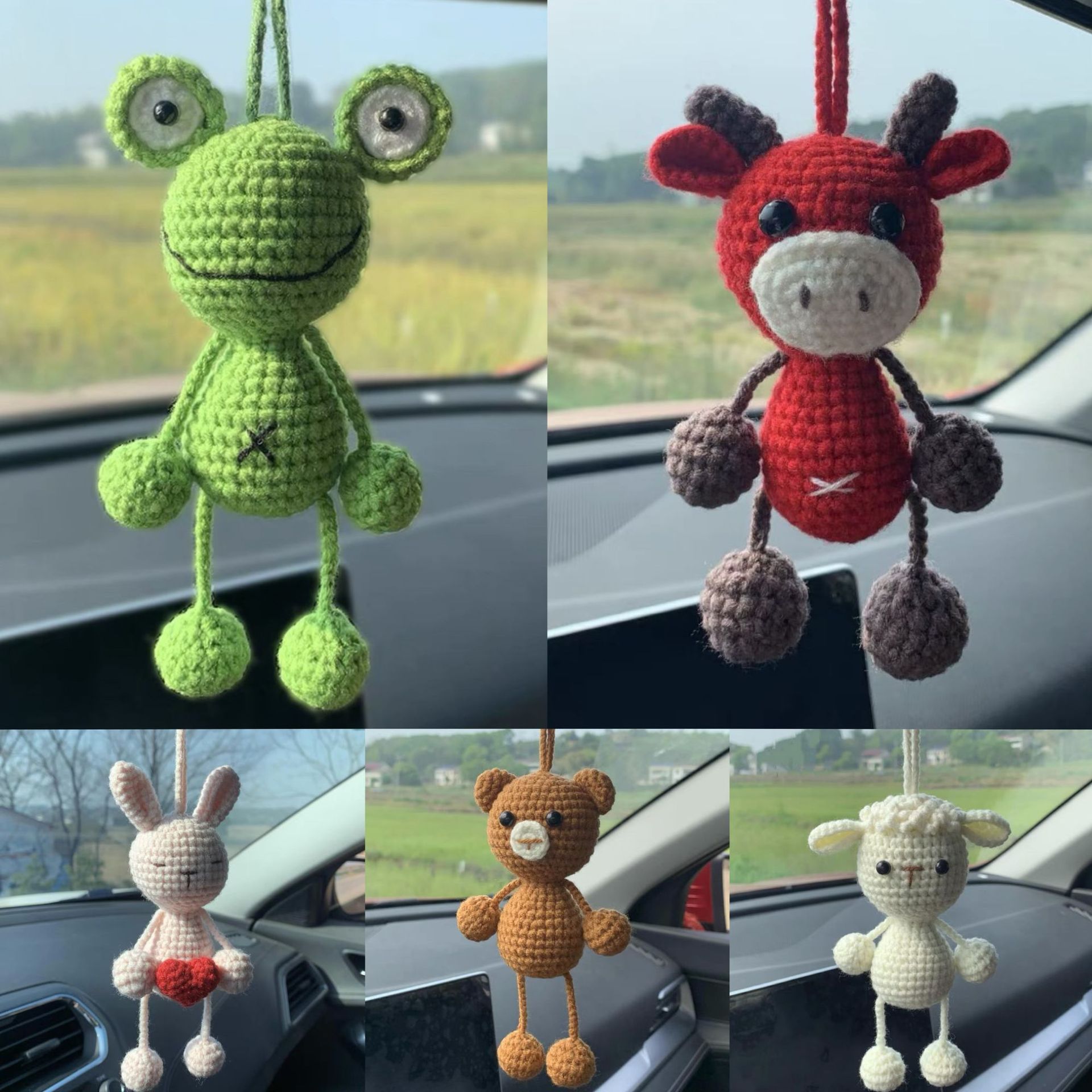 Car Accessories Mirror Hanging - Crochet Animal Accessories Rear View Mirror