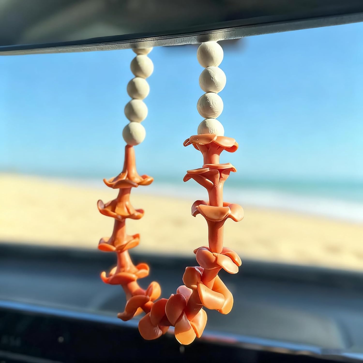 Car Accessories Mirror Hanging - YTYAB Hawaiian Car Leis Decor,Flower Rear