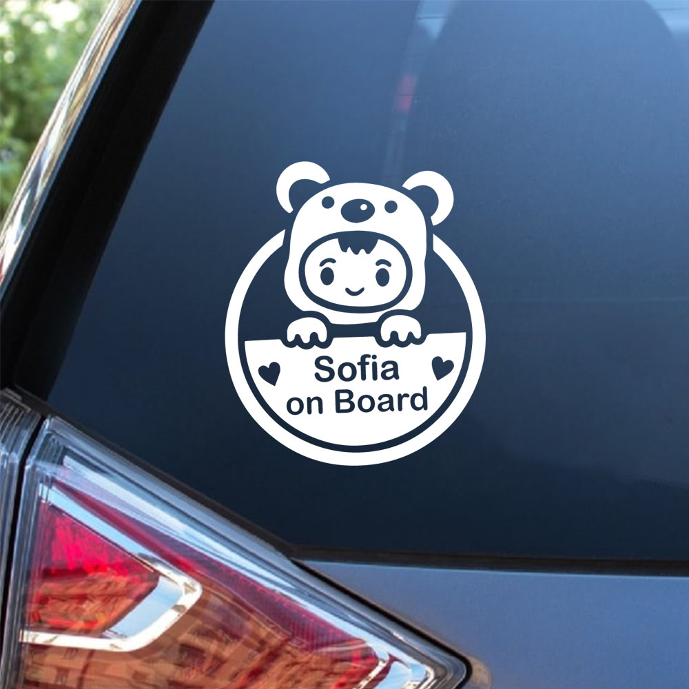 1PC Cute Bear Girl Custom Baby - Car Accessories Name recensie en prijs